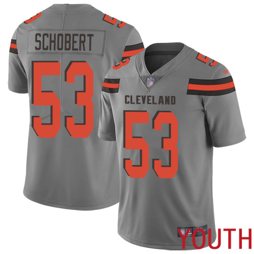 Cleveland Browns Joe Schobert Youth Gray Limited Jersey #53 NFL Football Inverted Legend->youth nfl jersey->Youth Jersey